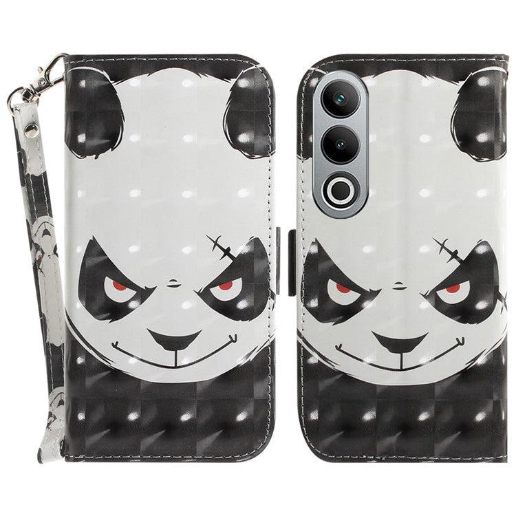 For OnePlus Nord CE4 5G Case 3D Pattern PU Leather Flip Phone Cover - Angry Panda