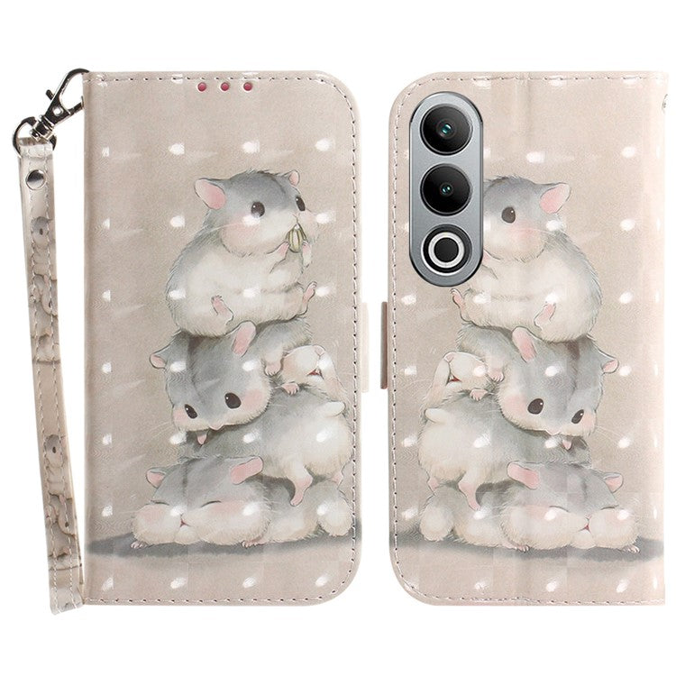 For OnePlus Nord CE4 5G Case 3D Pattern PU Leather Flip Phone Cover - Stacking Squirrels