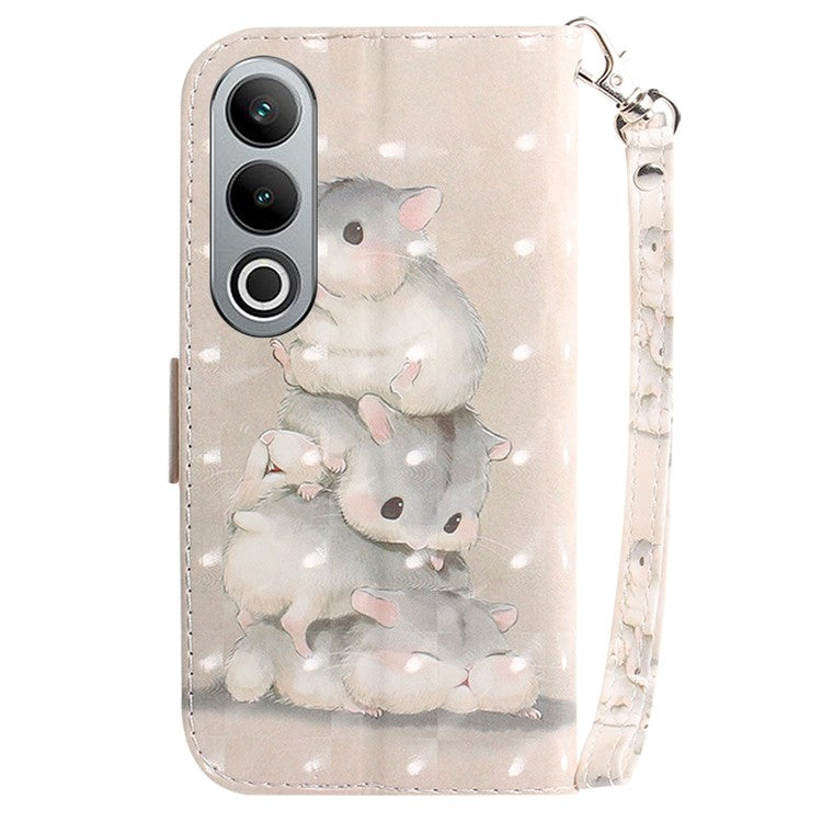 For OnePlus Nord CE4 5G Case 3D Pattern PU Leather Flip Phone Cover - Stacking Squirrels