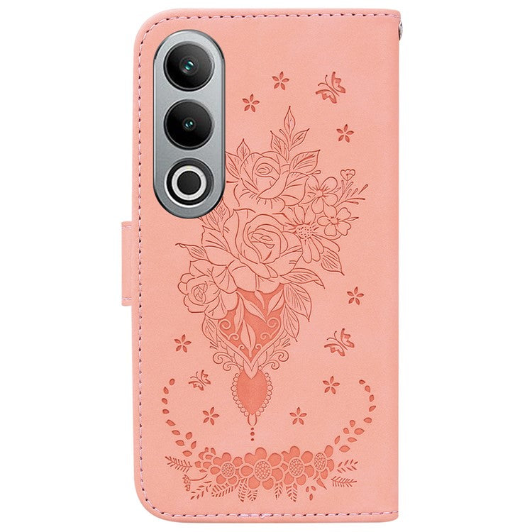 For OnePlus Nord CE4 5G Case Flower Imprint PU Leather Flip Wallet Phone Cover - Pink