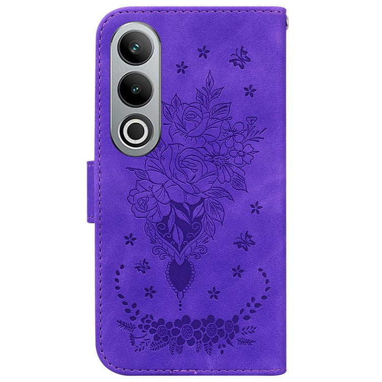For OnePlus Nord CE4 5G Case Flower Imprint PU Leather Flip Wallet Phone Cover - Purple