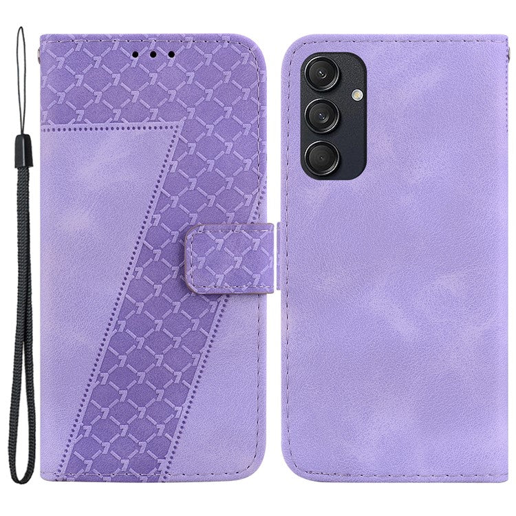 For Samsung Galaxy M55 5G / C55 5G / F55 5G Case Wallet Card Slots 7-Shape Phone Leather Cover - Purple