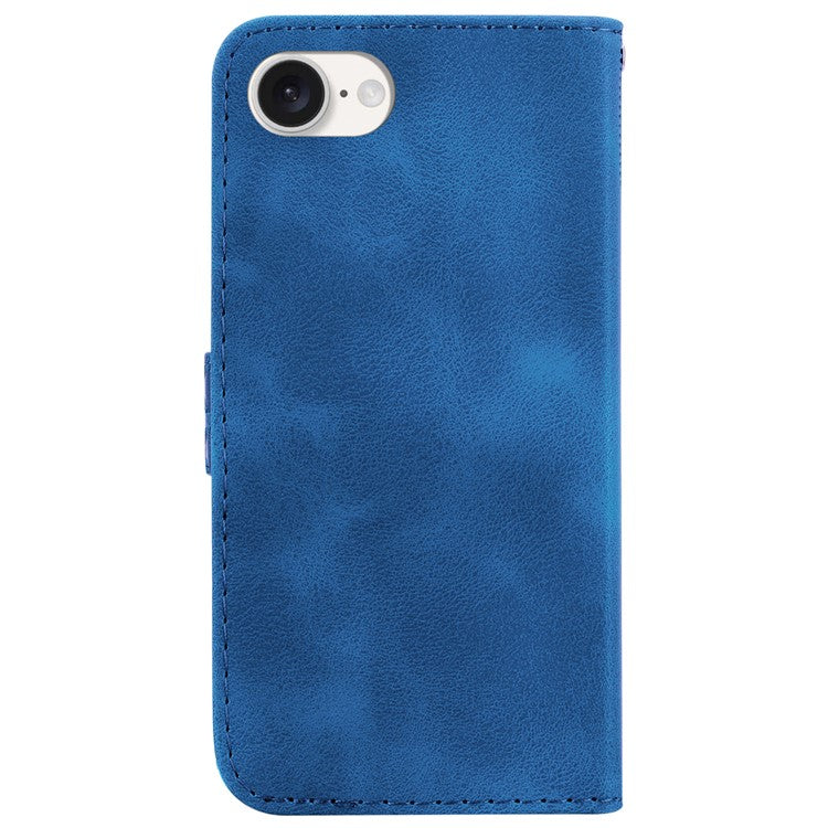 For iPhone 16e Wallet Case 7-Shape PU Leather Protective Phone Cover - Dark Blue