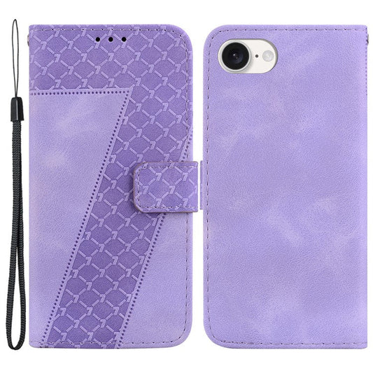 For iPhone 16e Wallet Case 7-Shape PU Leather Protective Phone Cover - Purple