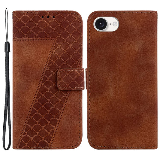 For iPhone 16e Wallet Case 7-Shape PU Leather Protective Phone Cover - Brown