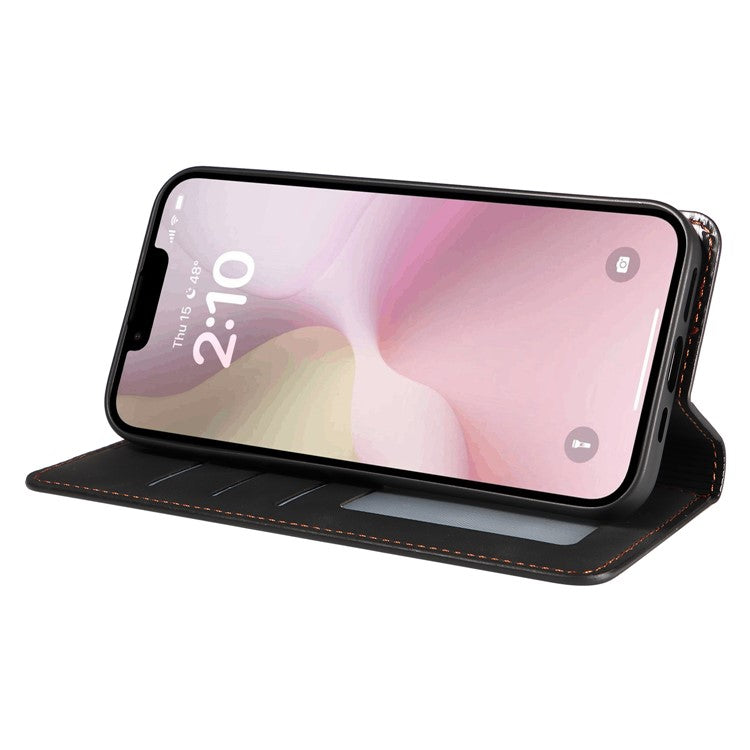 FORWENW Fantasy Series for iPhone 16e Case Skin-Touch Leather Magnetic Absorption Phone Cover - Black