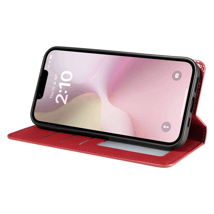 FORWENW Fantasy Series for iPhone 16e Case Skin-Touch Leather Magnetic Absorption Phone Cover - Red