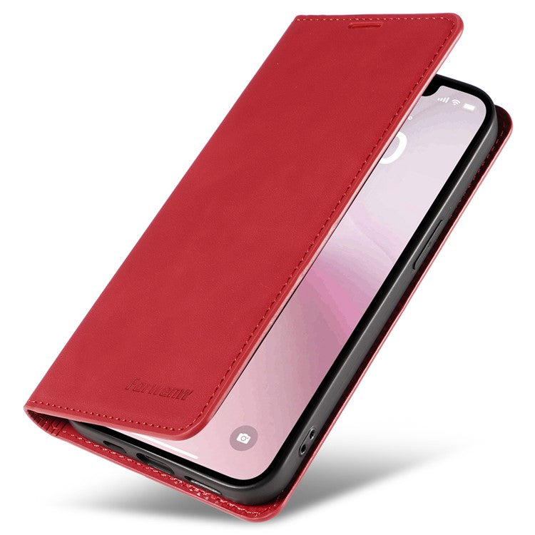 FORWENW Fantasy Series for iPhone 16e Case Skin-Touch Leather Magnetic Absorption Phone Cover - Red