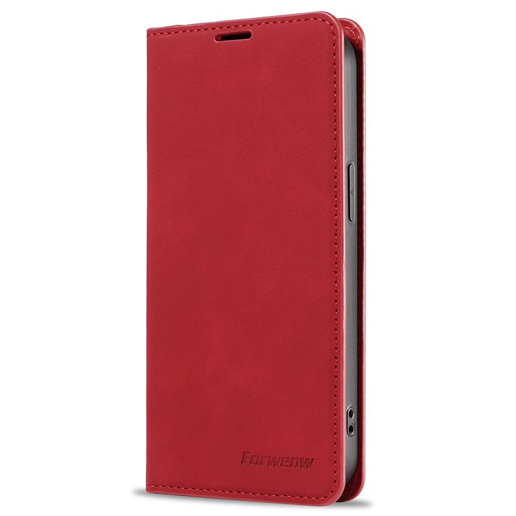 FORWENW Fantasy Series for iPhone 16e Case Skin-Touch Leather Magnetic Absorption Phone Cover - Red