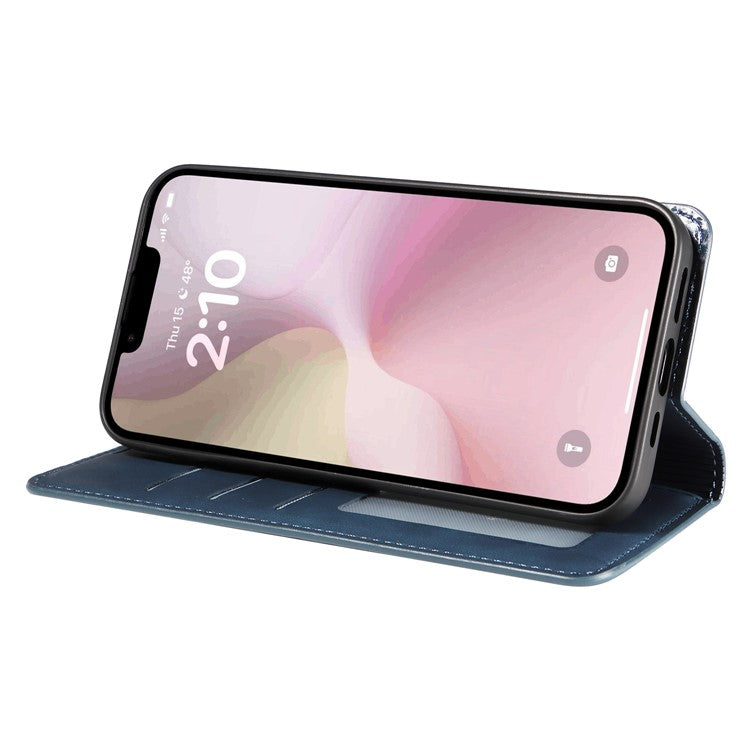 FORWENW Fantasy Series for iPhone 16e Case Skin-Touch Leather Magnetic Absorption Phone Cover - Blue