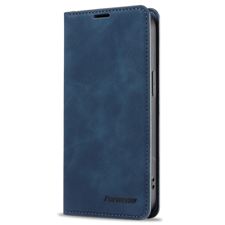 FORWENW Fantasy Series for iPhone 16e Case Skin-Touch Leather Magnetic Absorption Phone Cover - Blue