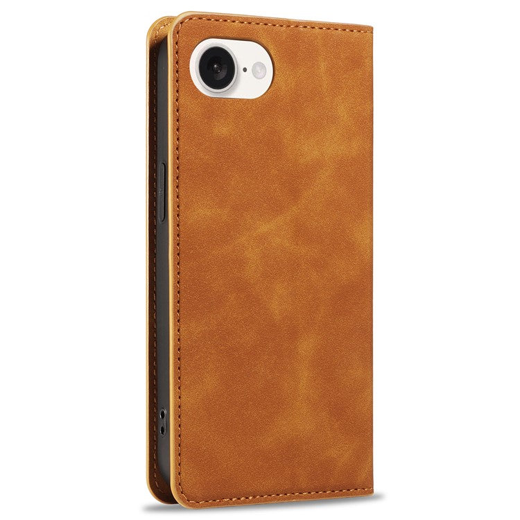 FORWENW Fantasy Series for iPhone 16e Case Skin-Touch Leather Magnetic Absorption Phone Cover - Brown