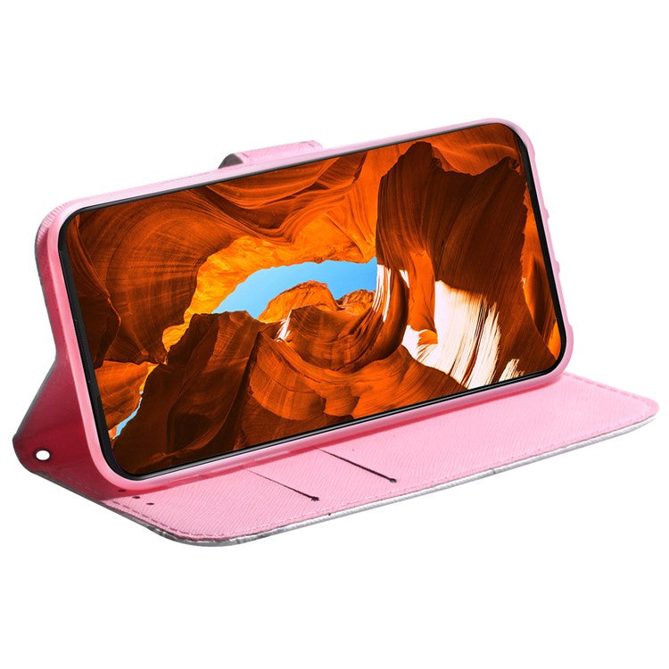 For Samsung Galaxy M15 5G / F15 5G Case Pattern Printing Phone Leather Cover - Pink Flower