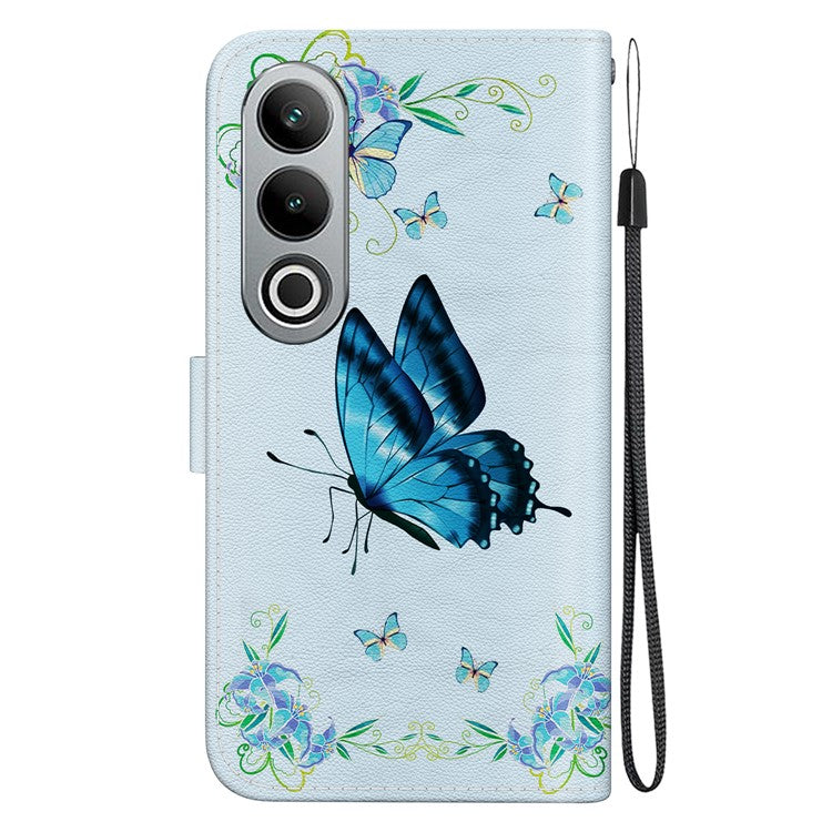For OnePlus Nord CE4 5G Case PU Leather Pattern Printing Full Protection Cover - Blue Butterfly Flower