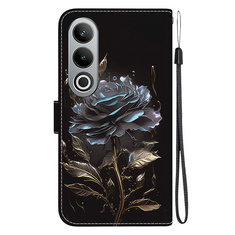 For OnePlus Nord CE4 5G Case PU Leather Pattern Printing Full Protection Cover - Black Rose