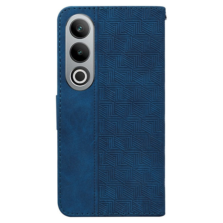 For OnePlus Nord CE4 5G Case Stand Shockproof PU Leather Geometry Phone Cover - Blue