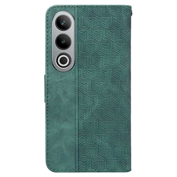 For OnePlus Nord CE4 5G Case Stand Shockproof PU Leather Geometry Phone Cover - Green