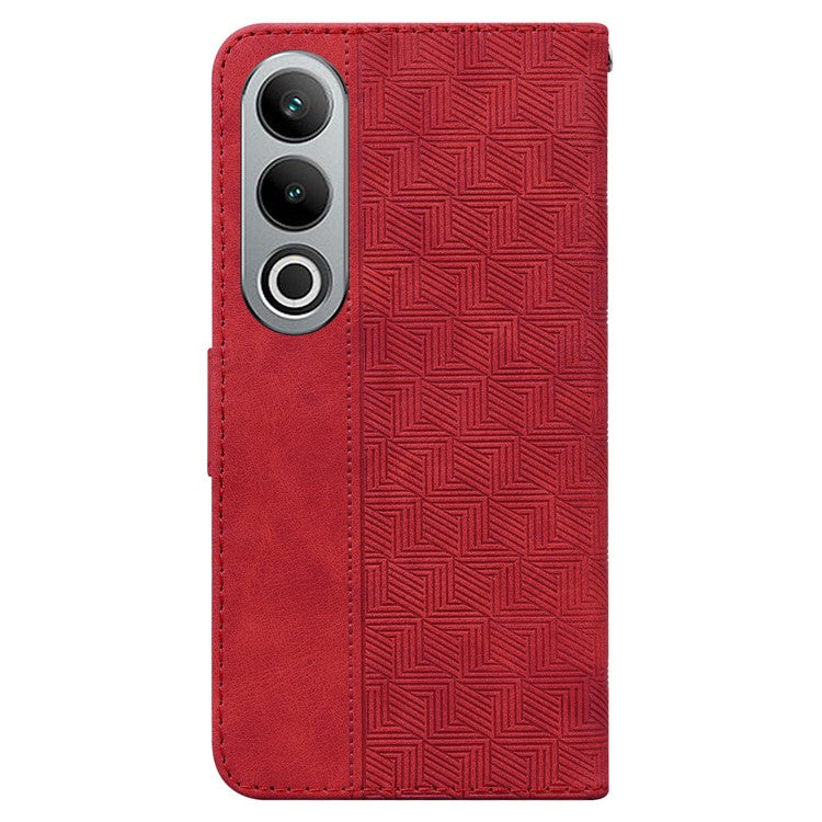 For OnePlus Nord CE4 5G Case Stand Shockproof PU Leather Geometry Phone Cover - Red