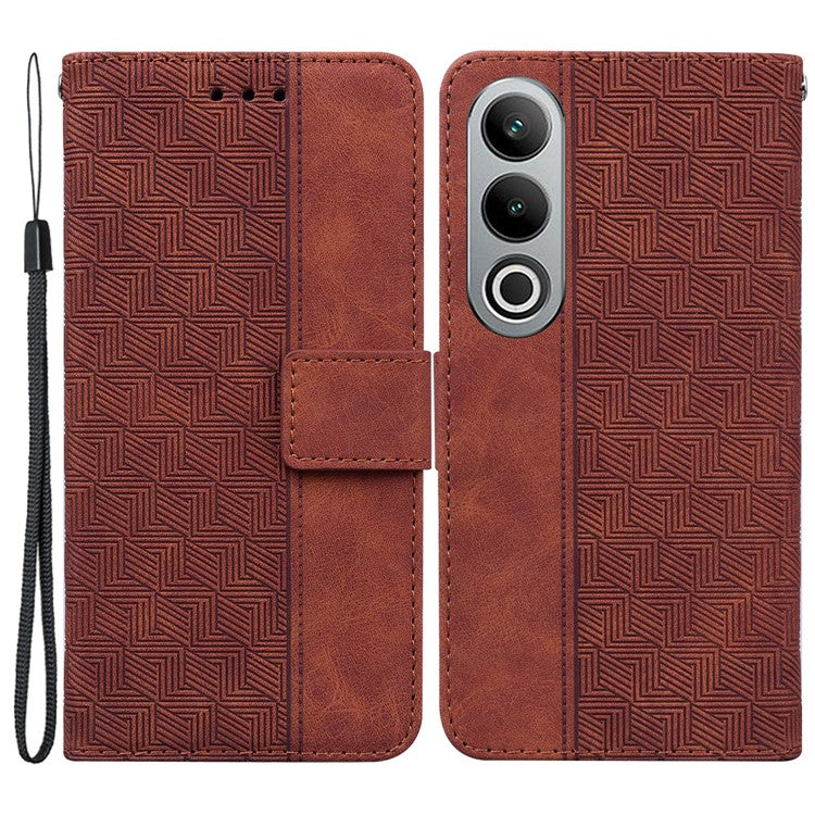 For OnePlus Nord CE4 5G Case Stand Shockproof PU Leather Geometry Phone Cover - Brown