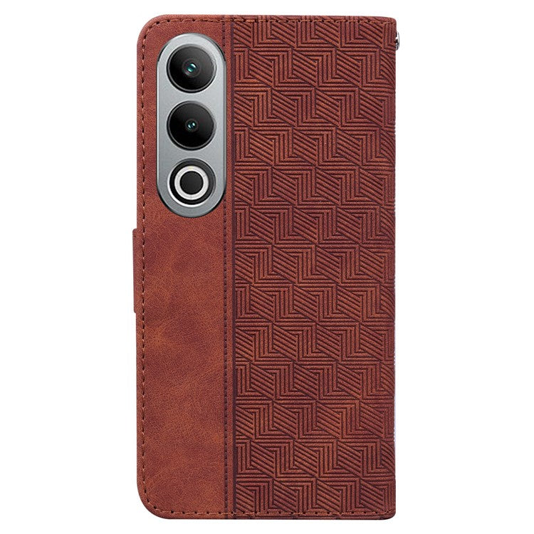 For OnePlus Nord CE4 5G Case Stand Shockproof PU Leather Geometry Phone Cover - Brown