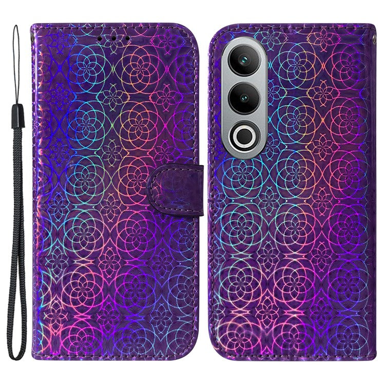 For OnePlus Nord CE4 5G Case Dazzling Flower PU Leather Folio Flip Phone Wallet Cover - Purple