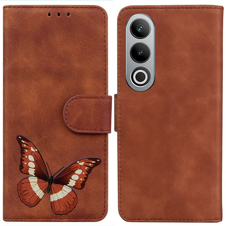 For OnePlus Nord CE4 5G Case Butterfly Pattern Leather Phone Wallet Cover - Brown