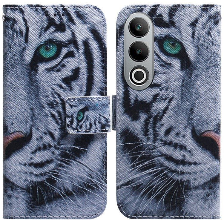 For OnePlus Nord CE4 5G Case PU Leather Pattern Card / Cash Slots Phone Cover - Tiger