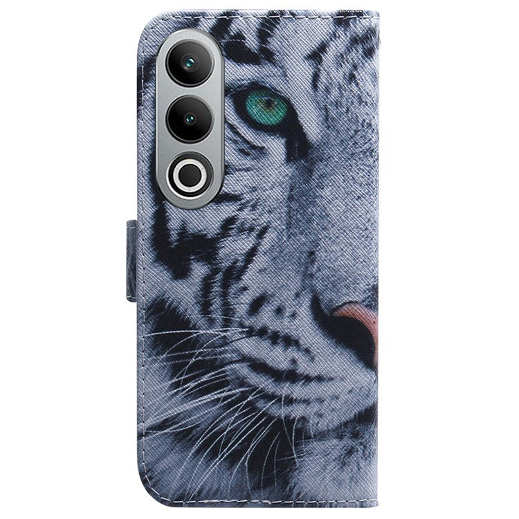 For OnePlus Nord CE4 5G Case PU Leather Pattern Card / Cash Slots Phone Cover - Tiger