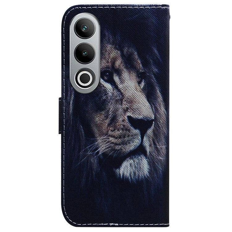 For OnePlus Nord CE4 5G Case PU Leather Pattern Card / Cash Slots Phone Cover - Lion