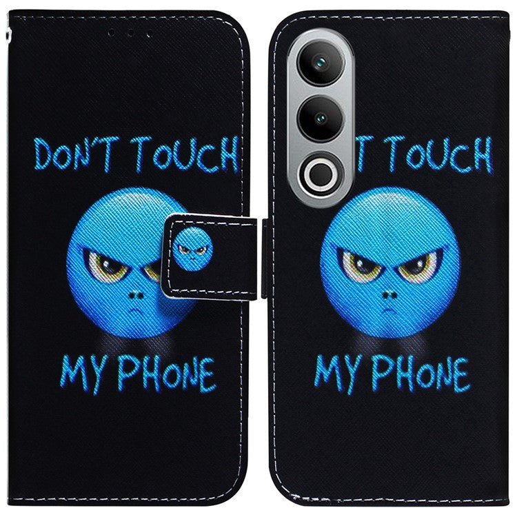 For OnePlus Nord CE4 5G Case PU Leather Pattern Card / Cash Slots Phone Cover - Don't Touch My Phone