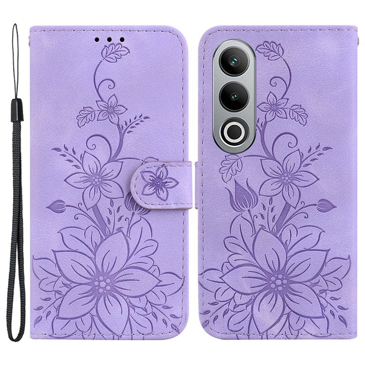 For OnePlus Nord CE4 5G Case Wallet Flower PU Leather Folio Phone Cover - Purple