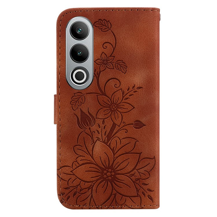 For OnePlus Nord CE4 5G Case Wallet Flower PU Leather Folio Phone Cover - Brown
