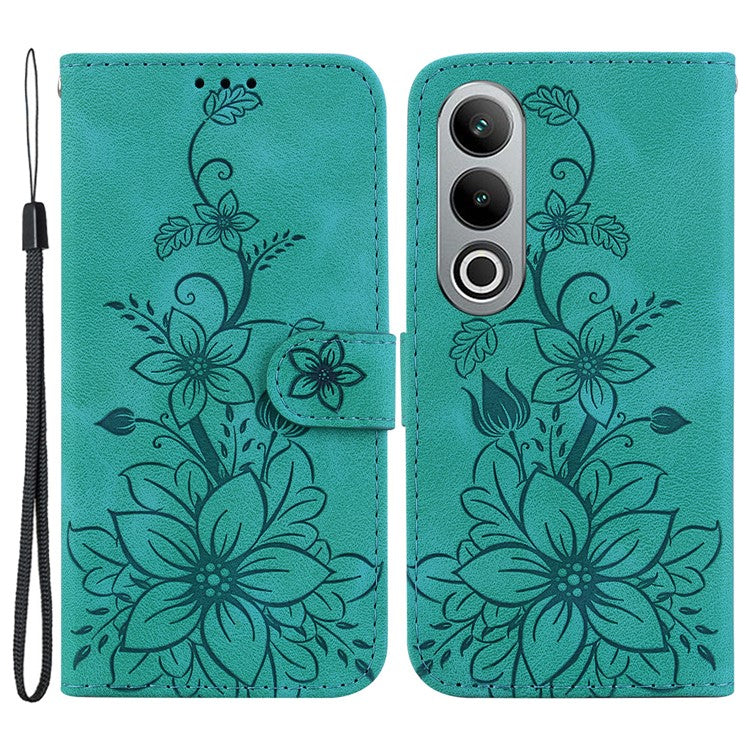 For OnePlus Nord CE4 5G Case Wallet Flower PU Leather Folio Phone Cover - Green