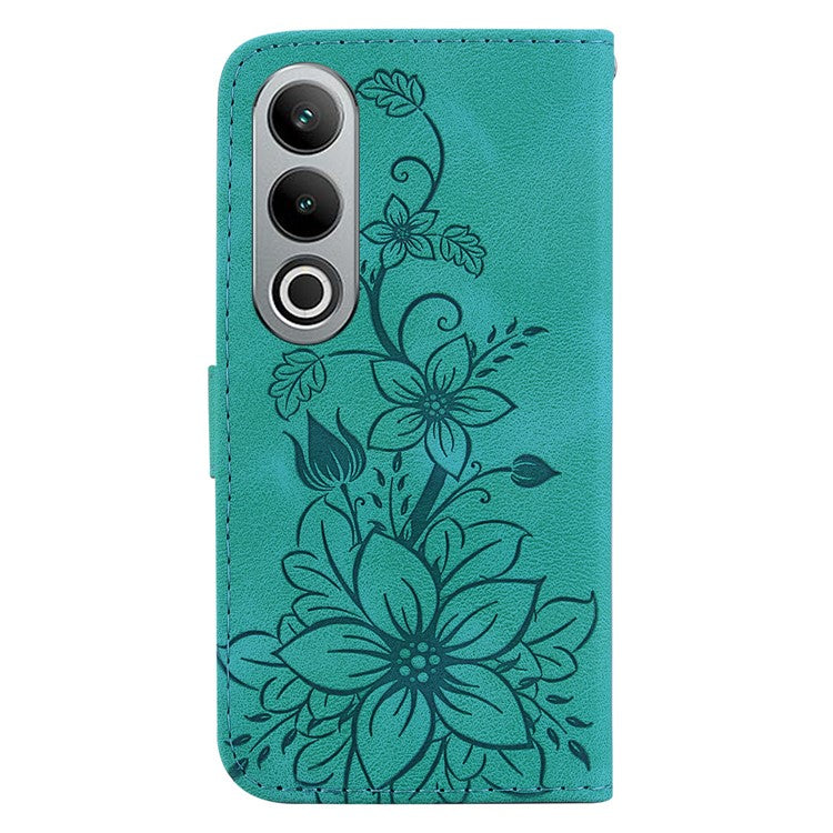 For OnePlus Nord CE4 5G Case Wallet Flower PU Leather Folio Phone Cover - Green