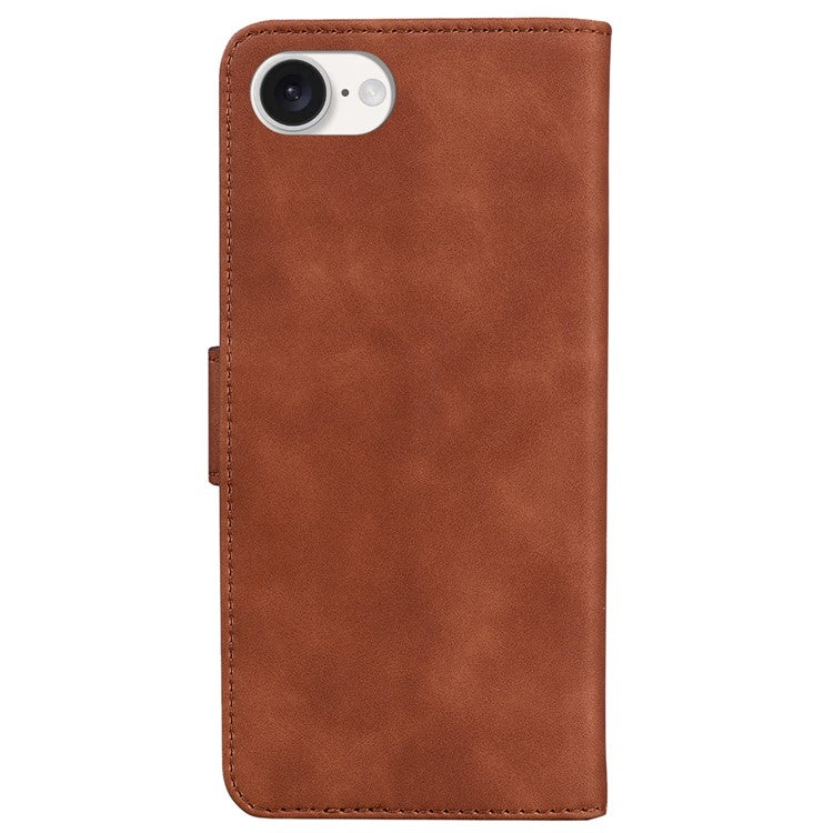 For iPhone 16e Case Butterfly Pattern Wallet Stand Leather Phone Cover - Brown