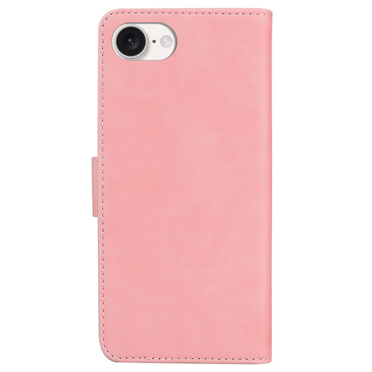 For iPhone 16e Case Butterfly Pattern Wallet Stand Leather Phone Cover - Pink