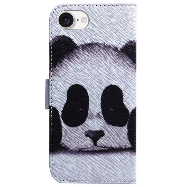 For iPhone 16e Wallet Phone Case Pattern Print Anti-Drop PU Leather Flip Cover - Panda