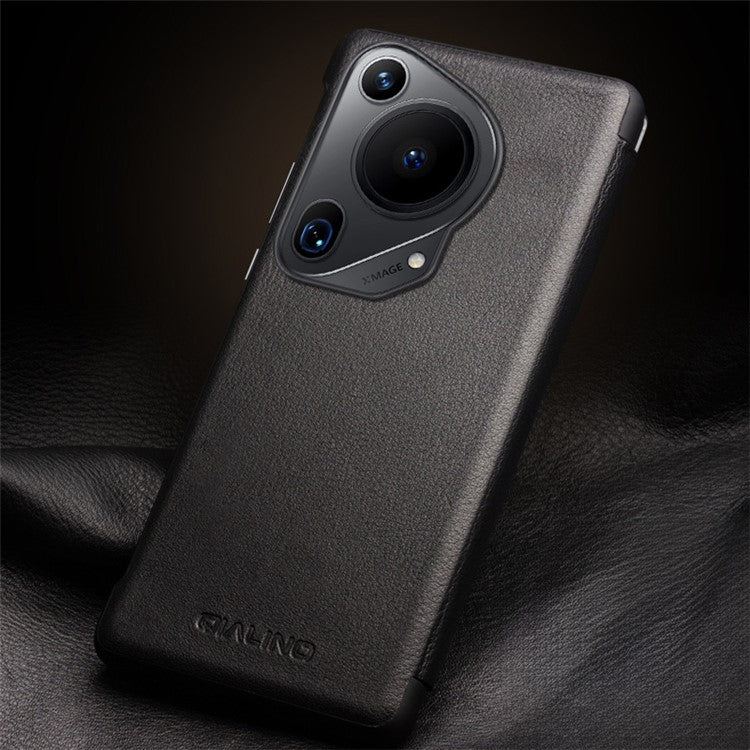 QIALINO For Huawei Pura 70 Ultra Case View Window Flip Genuine Cow Leather Slim Phone Cover