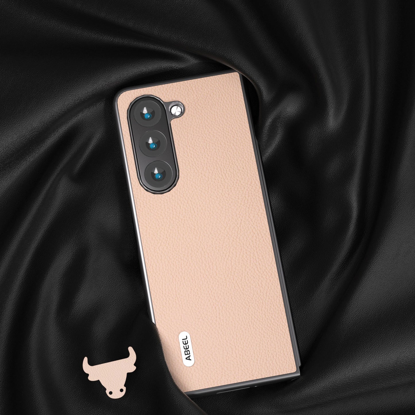 ABEEL For Samsung Galaxy Z Fold6 5G Case Litchi Texture Cowhide Leather+PC Phone Cover - Pink