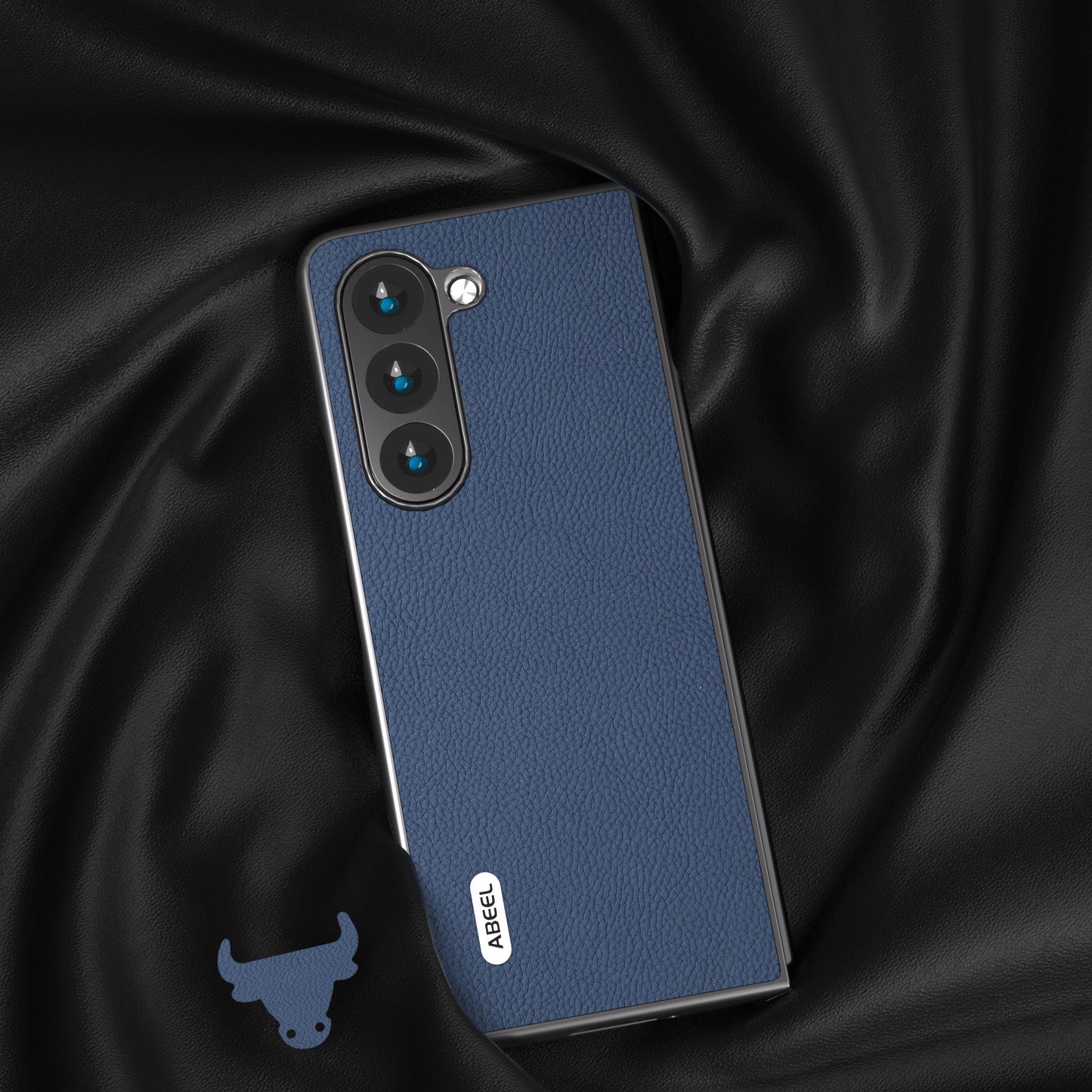 ABEEL For Samsung Galaxy Z Fold6 5G Case Litchi Texture Cowhide Leather+PC Phone Cover - Blue