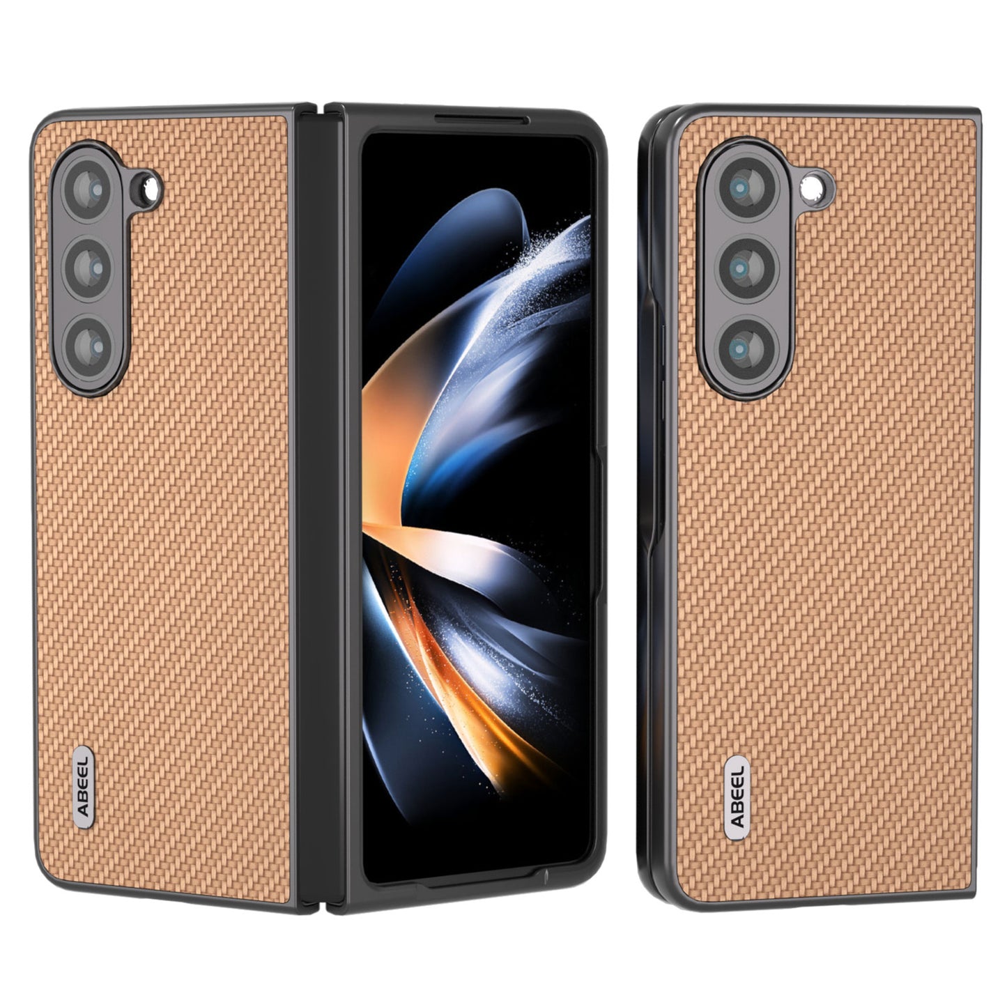 ABEEL For Samsung Galaxy Z Fold6 5G Phone Case Carbon Fiber Texture Protective Shell - Light Yellow