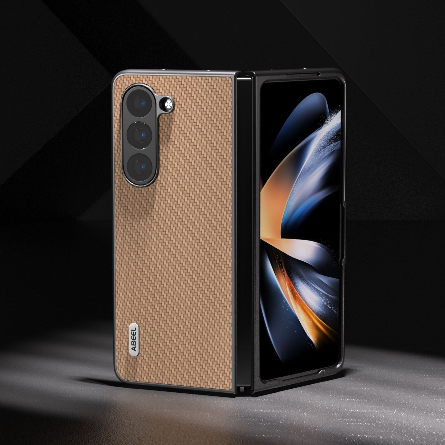 ABEEL For Samsung Galaxy Z Fold6 5G Phone Case Carbon Fiber Texture Protective Shell - Light Yellow