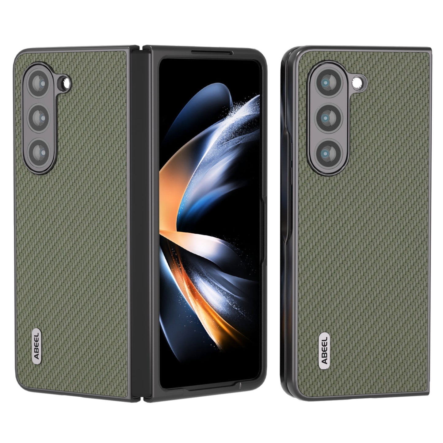 ABEEL For Samsung Galaxy Z Fold6 5G Phone Case Carbon Fiber Texture Protective Shell - Green