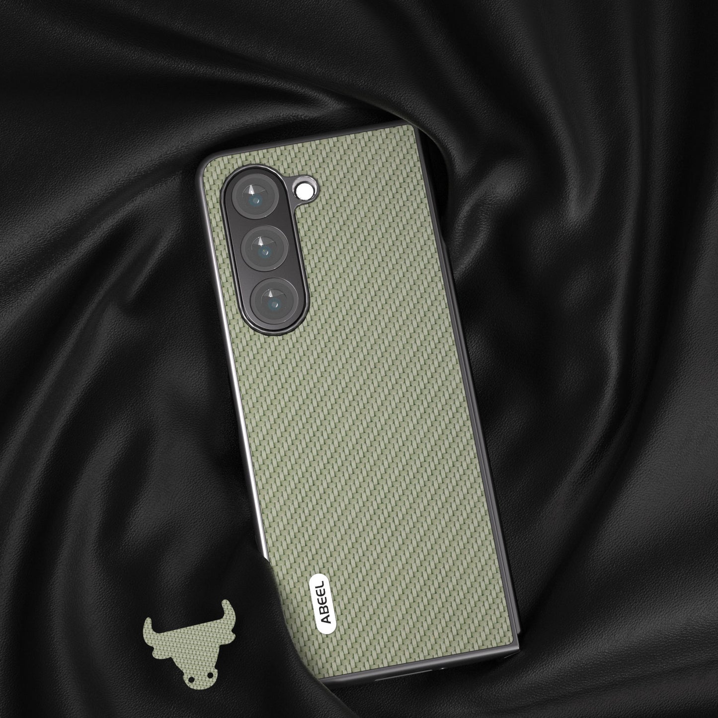 ABEEL For Samsung Galaxy Z Fold6 5G Phone Case Carbon Fiber Texture Protective Shell - Green