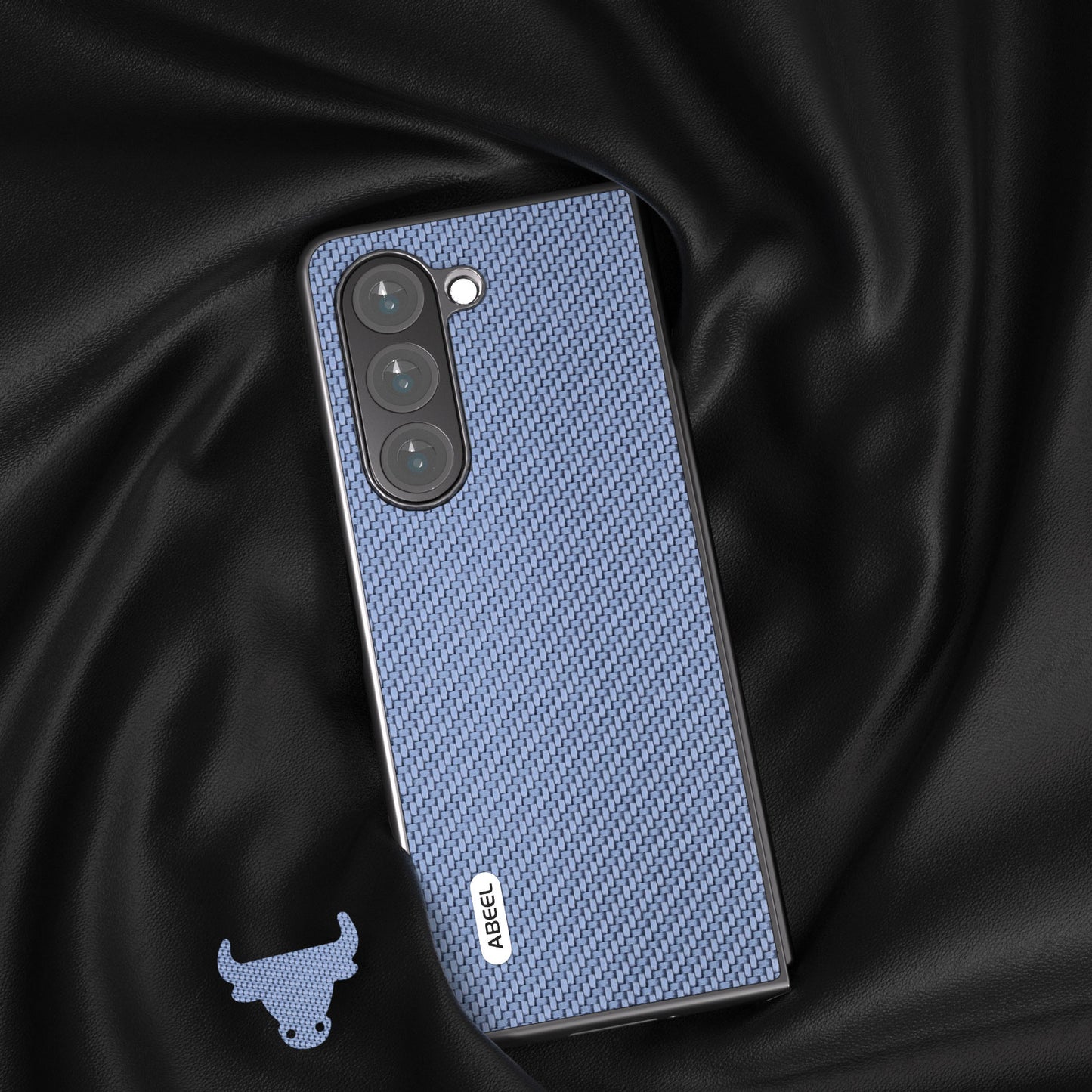 ABEEL For Samsung Galaxy Z Fold6 5G Phone Case Carbon Fiber Texture Protective Shell - Baby Blue