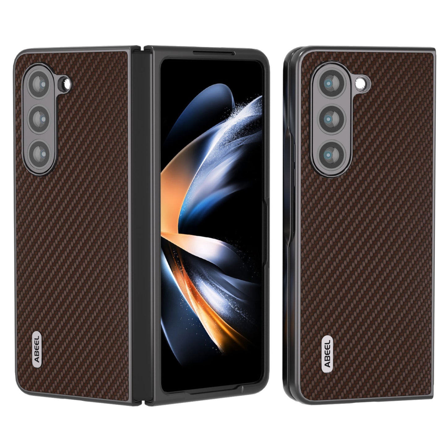 ABEEL For Samsung Galaxy Z Fold6 5G Phone Case Carbon Fiber Texture Protective Shell - Brown