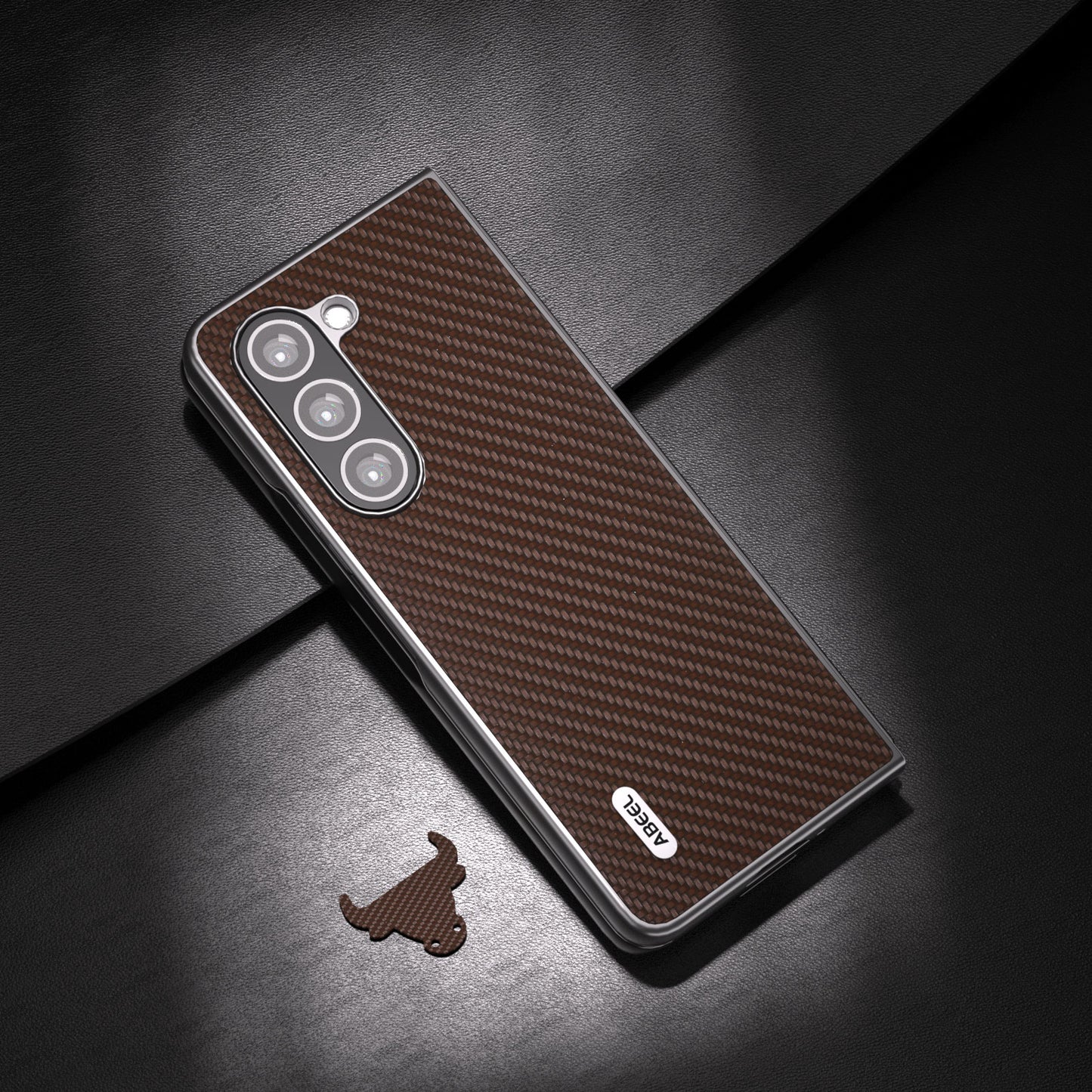ABEEL For Samsung Galaxy Z Fold6 5G Phone Case Carbon Fiber Texture Protective Shell - Brown