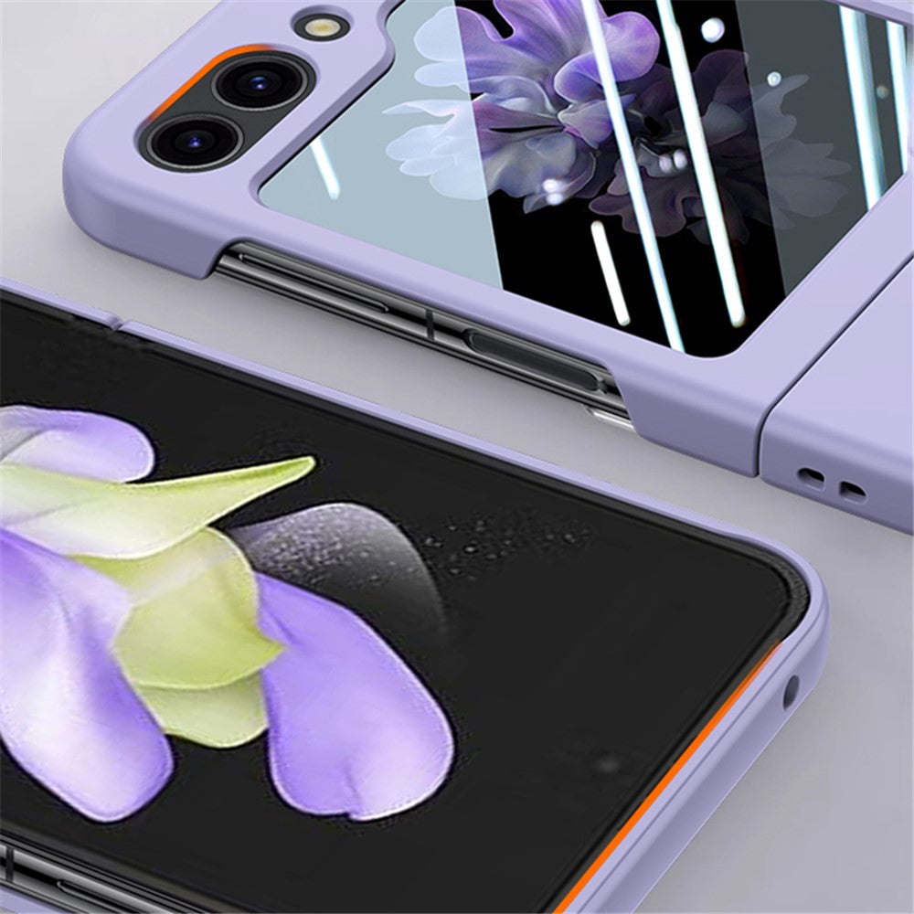 For Samsung Galaxy Z Flip7 FE 5G / Z Flip6 5G Case Large Window Hard PC Phone Cover with Small Screen Film - Purple