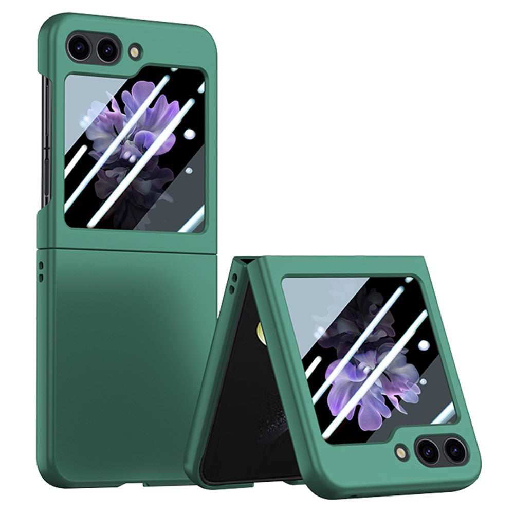 For Samsung Galaxy Z Flip7 FE 5G / Z Flip6 5G Case Large Window Hard PC Phone Cover with Small Screen Film - Dark Green