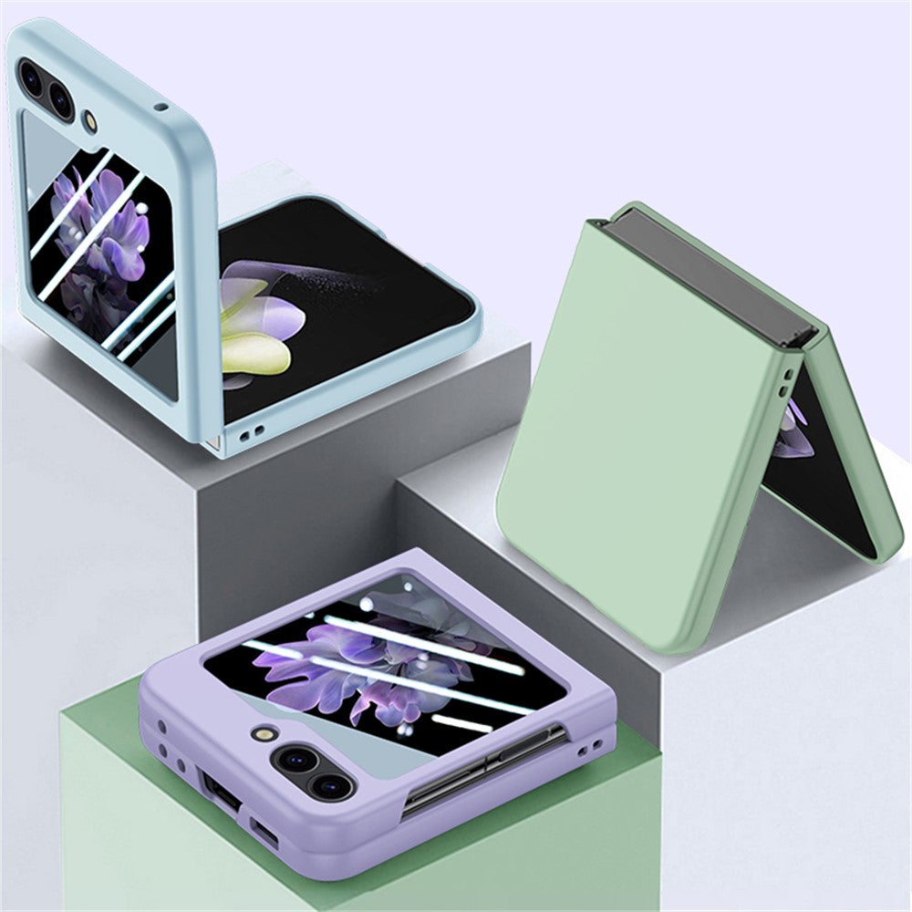 For Samsung Galaxy Z Flip7 FE 5G / Z Flip6 5G Case Large Window Hard PC Phone Cover with Small Screen Film - Dark Blue